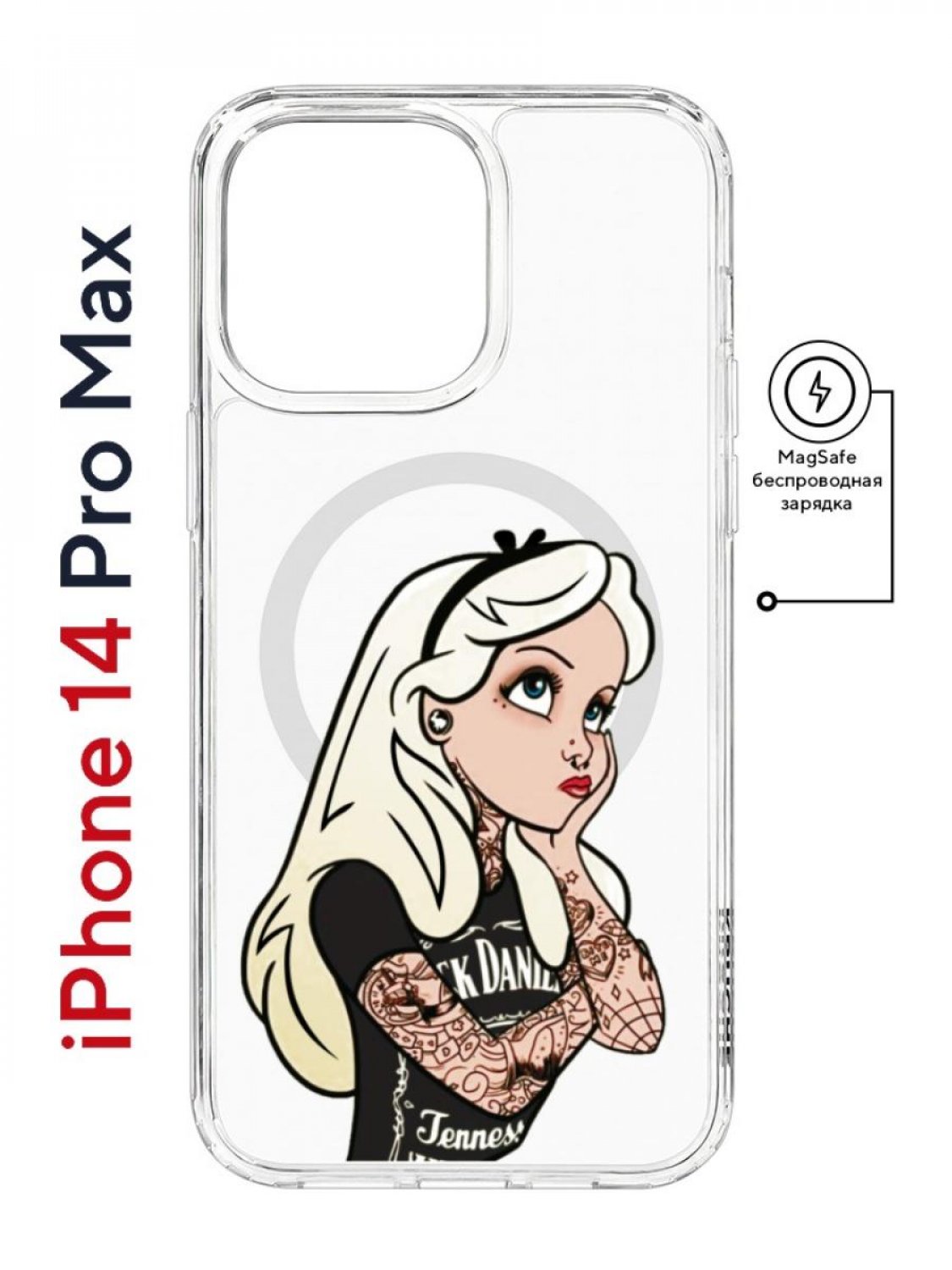 фото Чехол на iphone 14 pro max magsafe kruche print tattoo girl противоударный с магнитом кruче