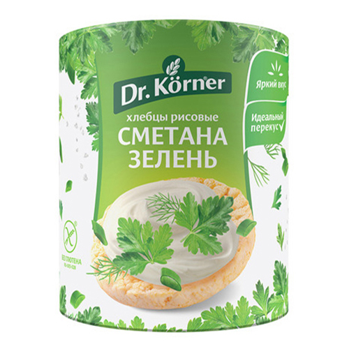 

Хлебцы рисовые Dr.Korner со сметаной и зеленью 80 г