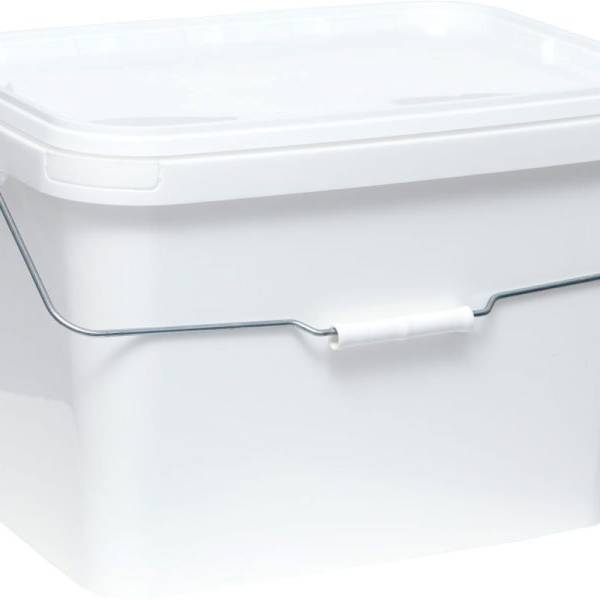 Прямоугольное ведро с белой крышкой Тара.ру п/п, 20 л, белое 21385