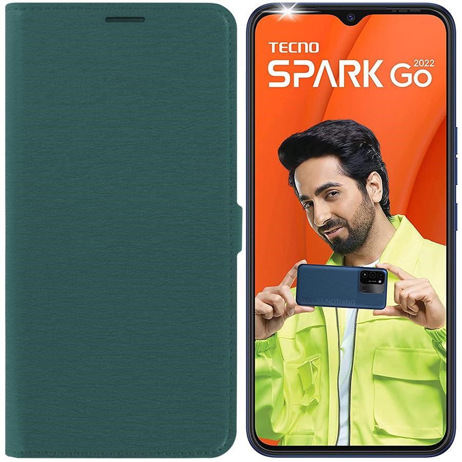 

Чехол-книжка Krutoff Eco Book для Tecno Spark Go 2022 зелёный опал, Зеленый