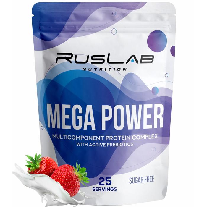 Протеин RusLabNutrition Mega Power Клубника со сливками, 800 г