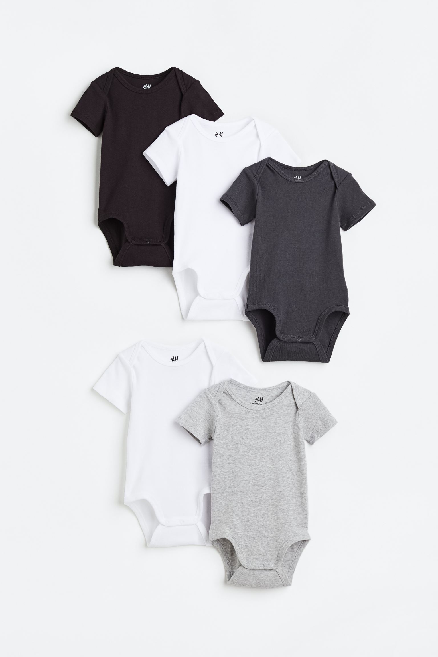 

5 шт. боди из хлопка H&M 86 Темно-серый/светло-серый в крапинку (доставка из-за рубежа), 1088033