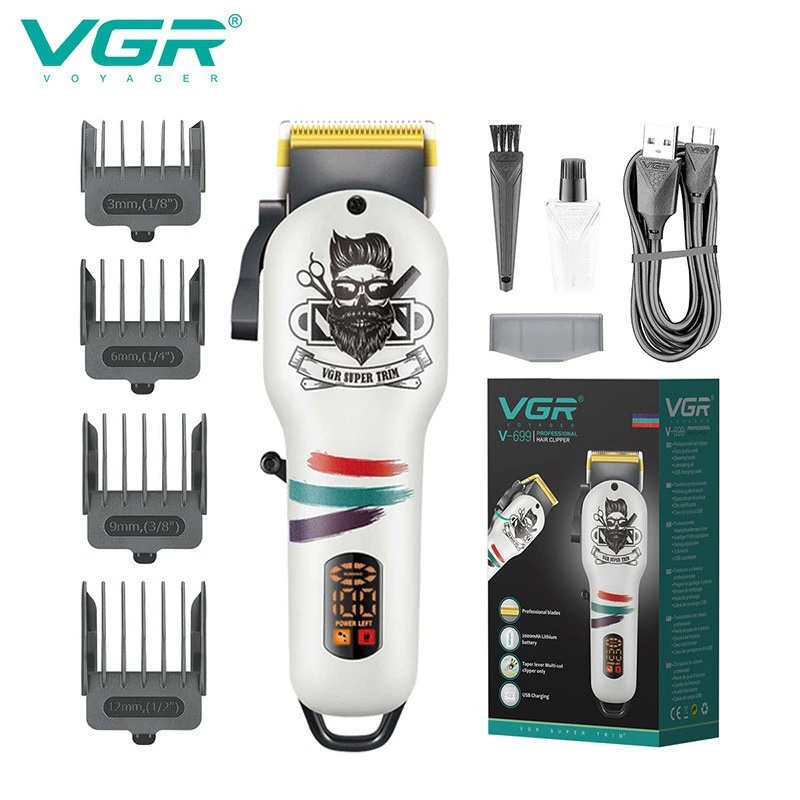 Машинка для стрижки волос VGR V-699 белая 1s 8s 18650 литий ионный липий 5 30v свинцово кислотный индикатор уровня батареи тестер жк дисплей измеритель емкости измеритель напряжения