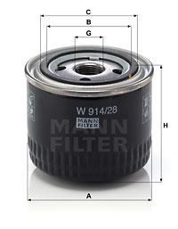 W 914/28, Фильтр масляный двигателя MANN-FILTER W91428  - купить