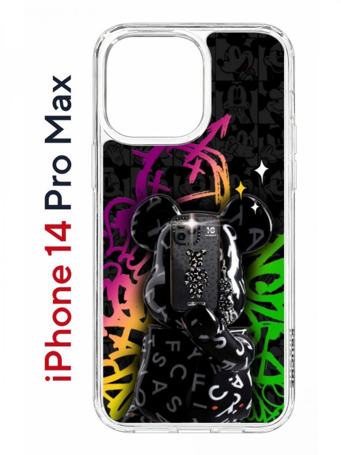 Чехол на iPhone 14 Pro Max с принтом Kruche Print Микки Маус, бампер с защитой камеры