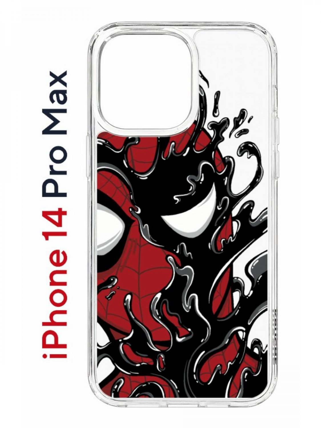 

Чехол на iPhone 14 Pro Max Kruche Print Spider-Man-Venom, бампер с защитой камеры, Прозрачный;красный;черный;серый, Айфон 14 Про Макс