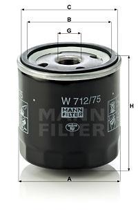 

Фильтр масляный двигателя MANN-FILTER W712/75, W 712/75