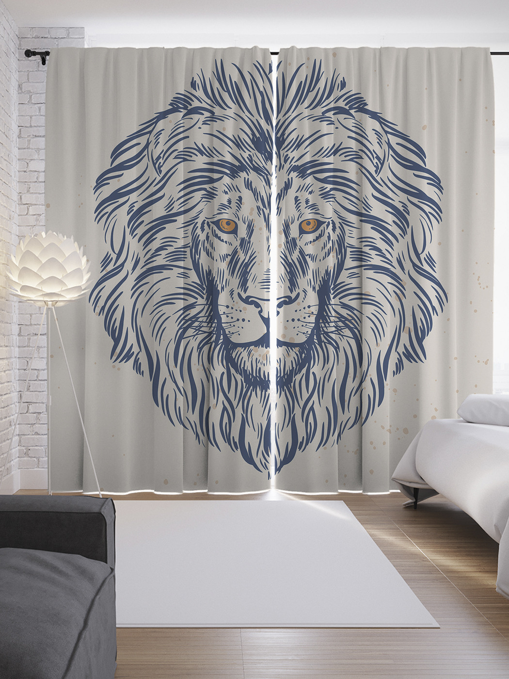 

Шторы JoyArty с фотопечатью "Графическая львиная грива" из сатена, 290х265 см, Графическая львиная грива