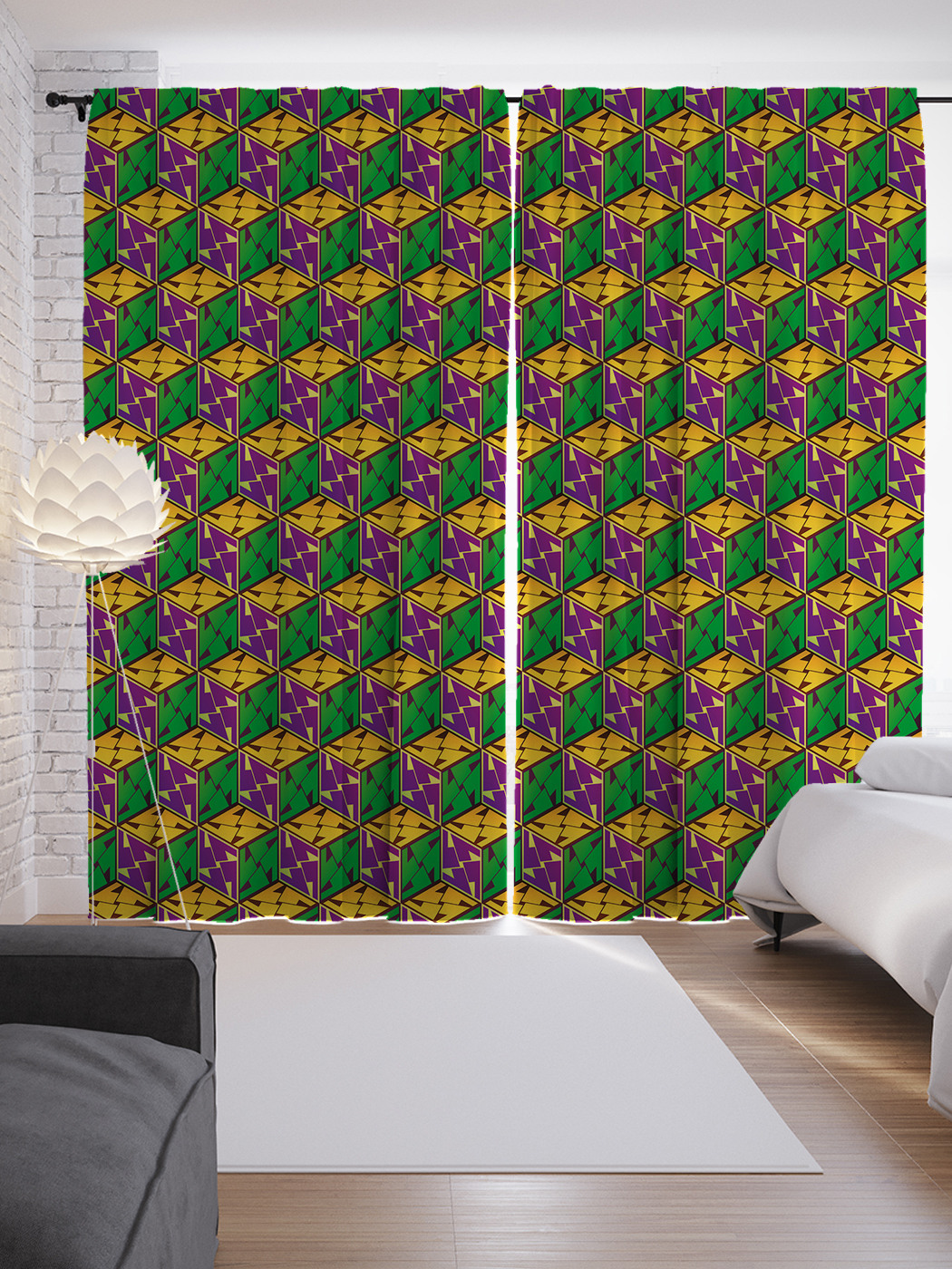 

Шторы JoyArty с фотопечатью "Яркий кубизм" из сатена, 290х265 см, Яркий кубизм