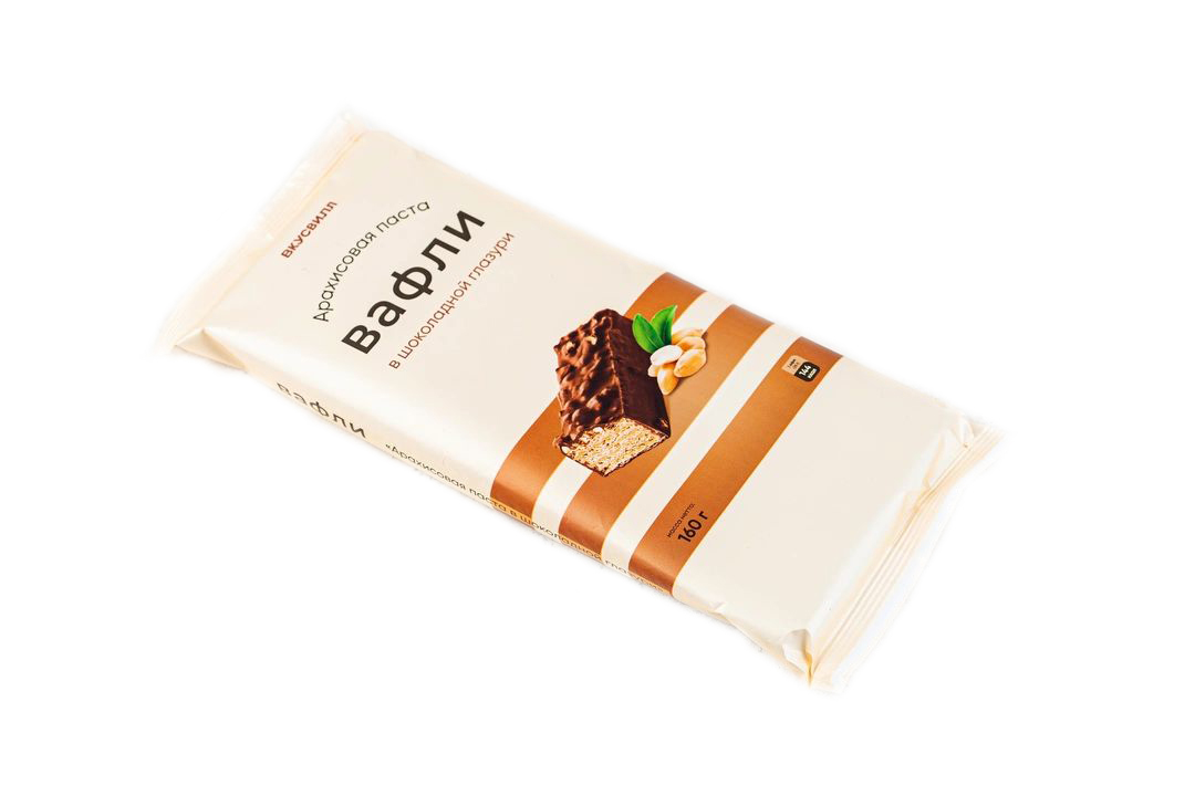 

Вафли ВкусВилл Арахисовая паста в шоколадной глазури 160 г