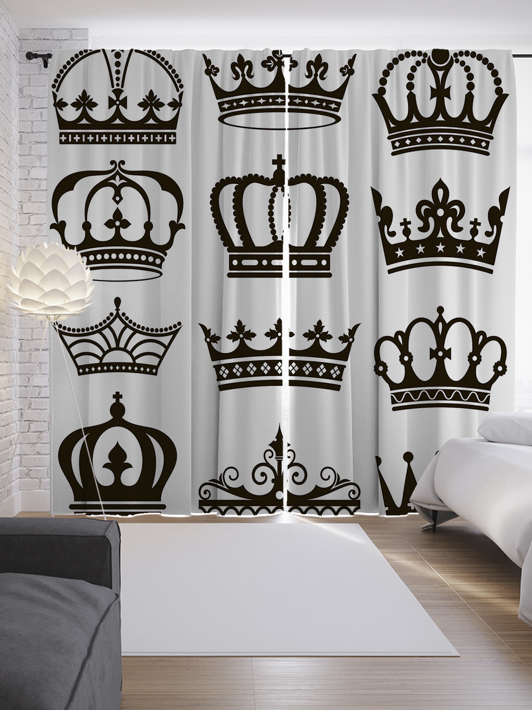 

Шторы JoyArty с фотопечатью "Классические короны" из сатена, 290х265 см, Классические короны