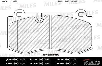 

Тормозные колодки Miles E100270