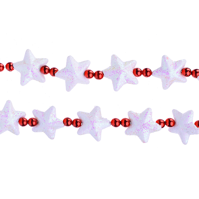 Бусы новогодние Снеговичок с блестками S1768 120 см белый красный 347₽