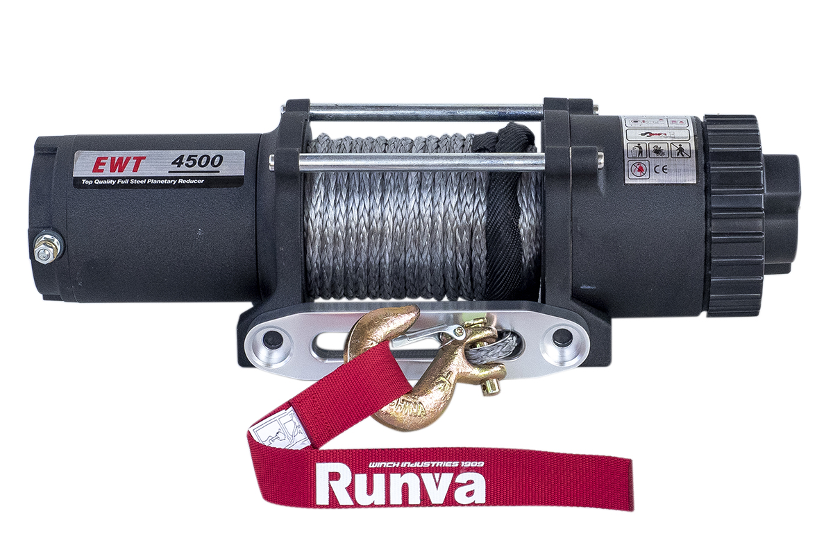 RUNVA Лебёдка электрическая 12V Runva 4500A lbs (синтетический трос)