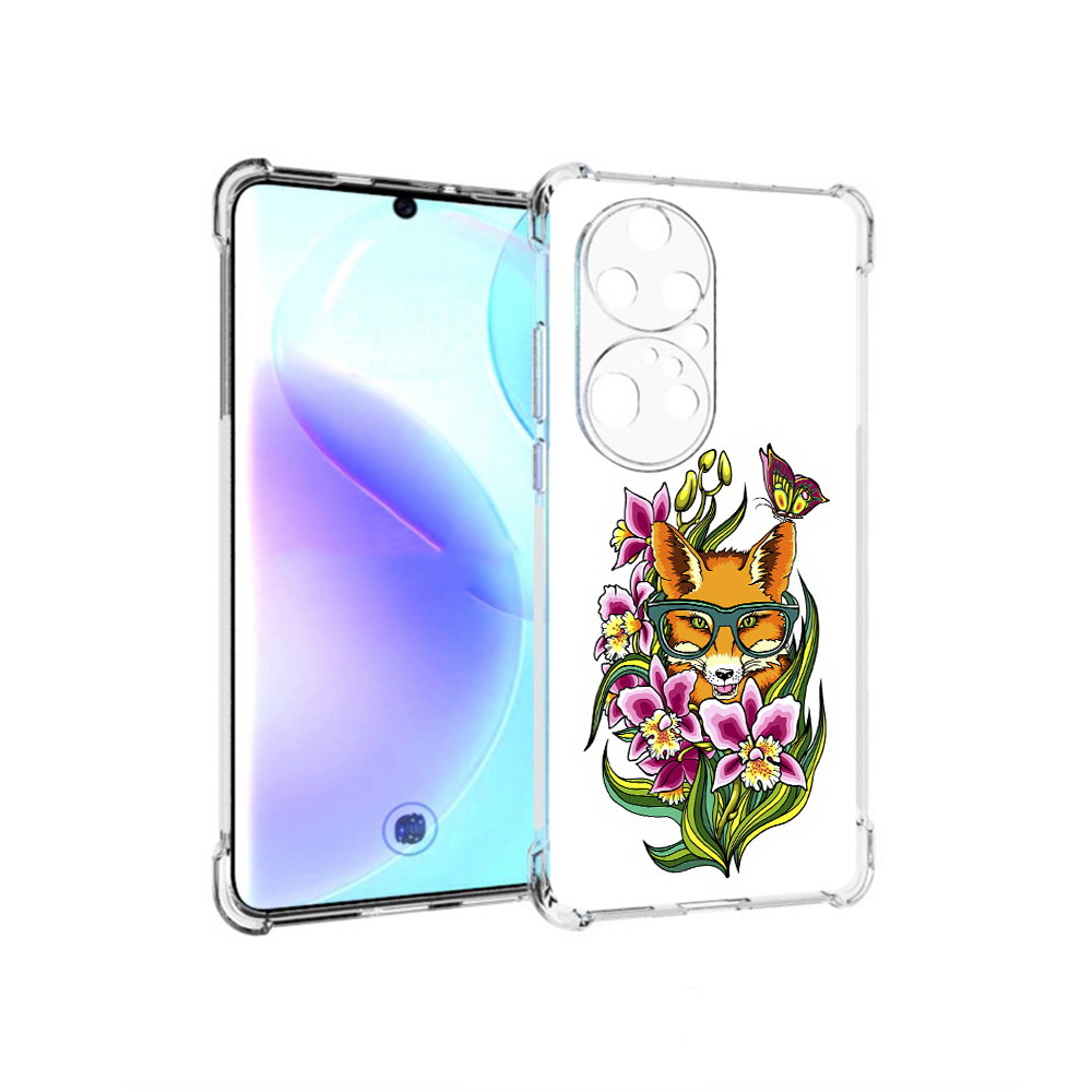 

Чехол MyPads Tocco для Huawei P50 Pro Лиса в цветах, Прозрачный, Tocco