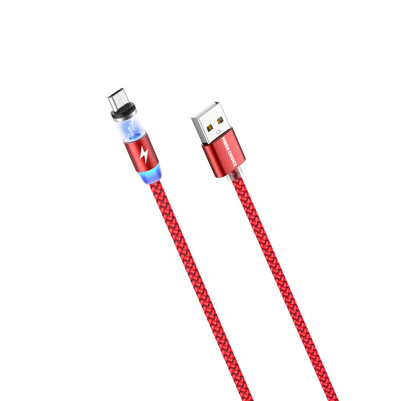Дата-кабель More choice K61Sm Smart USB 3.0A для micro USB Magnetic нейлон 1м Red