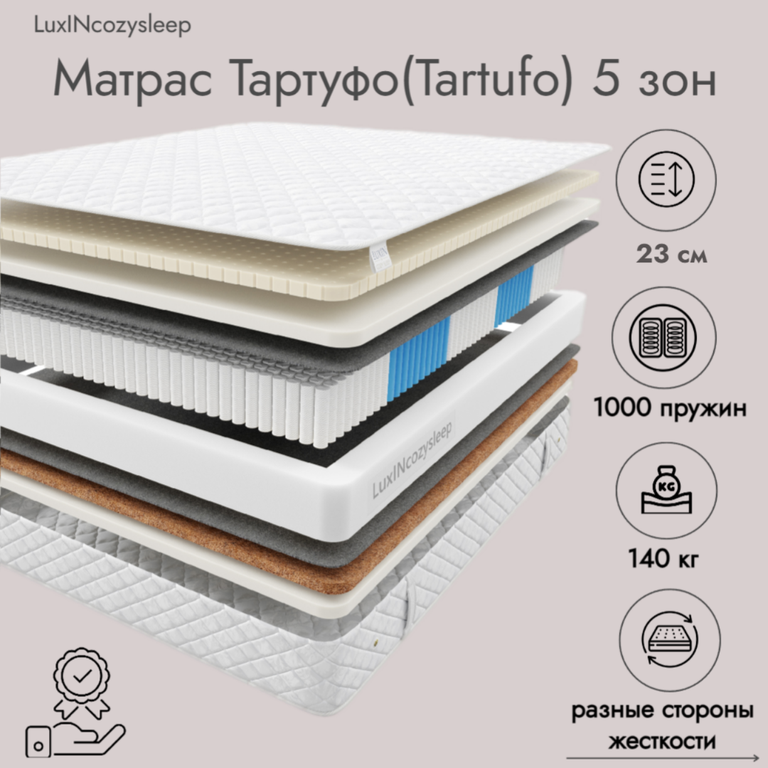 

Матрас LuxINcozysleep Баланс Тартуфо зоны 160х200, Белый, Тартуфо зоны
