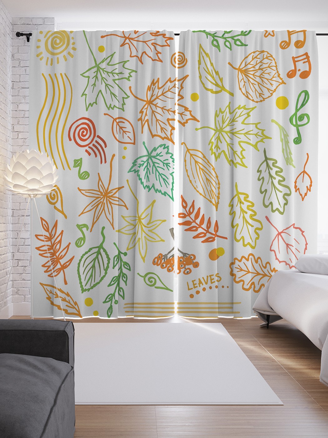 

Шторы JoyArty с фотопечатью "Музыкальная осень" из сатена, 290х265 см, Музыкальная осень