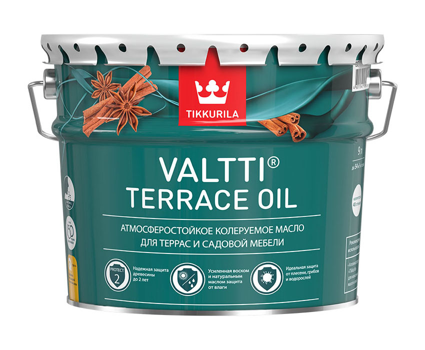 Масло для защиты террас и садовой мебели Tikkurila Valtti Terrace Oil колеруемое 9 л средство защиты от болезней avgust садовая побелка 500 г