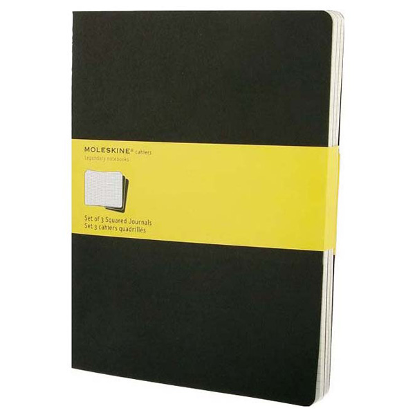 Набор 3 блокнота Moleskine Cahier Journal XL, цвет черный, в клетку