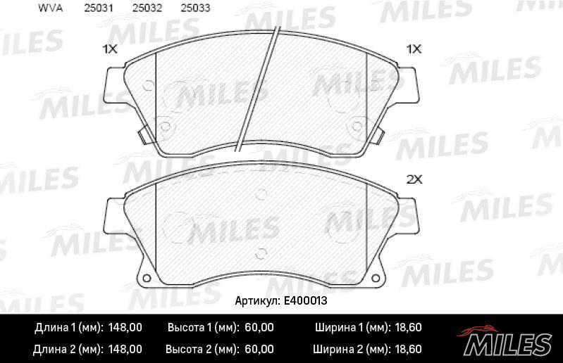 

Тормозные колодки Miles E400013