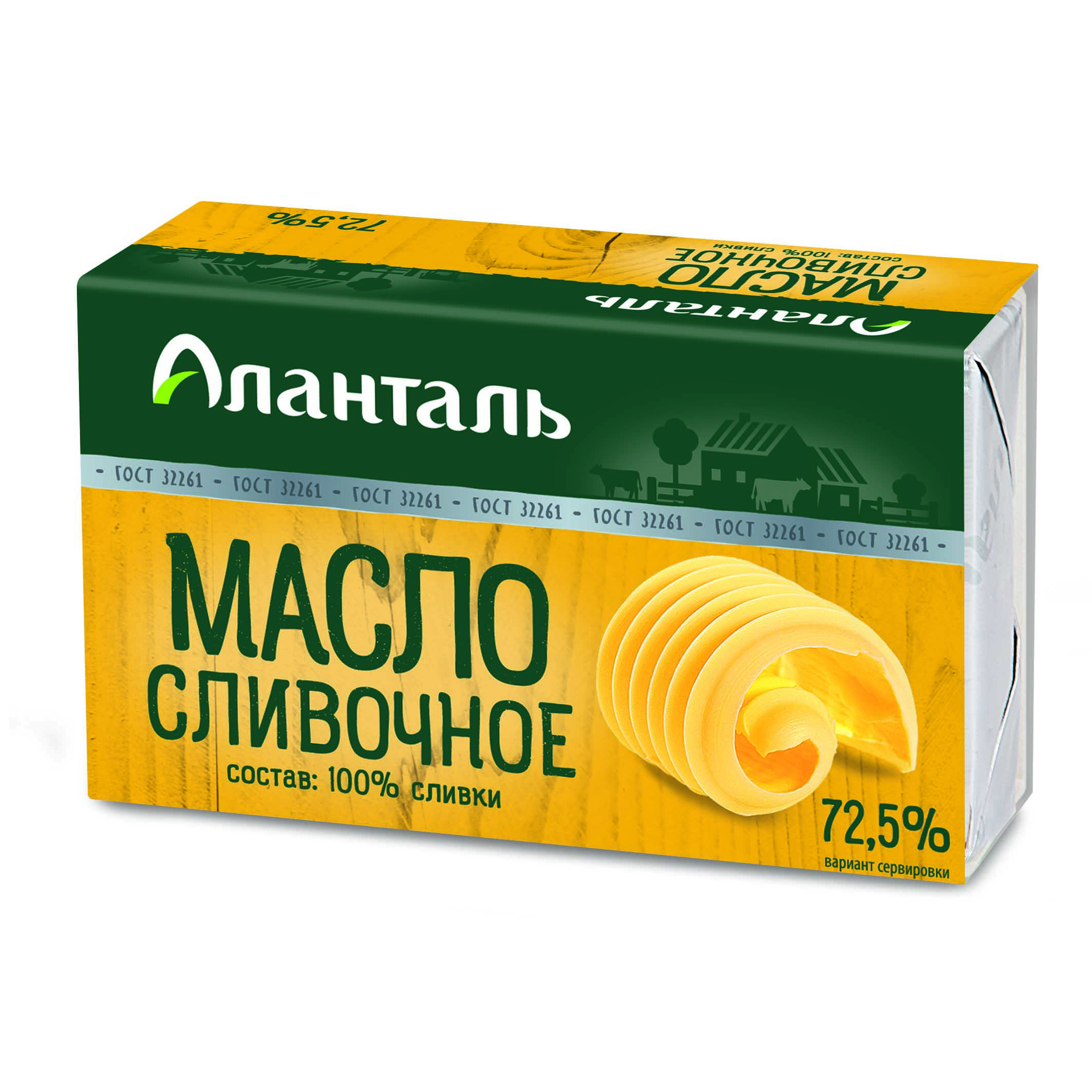Сливочное масло Аланталь крестьянское 72,5% БЗМЖ 180 г