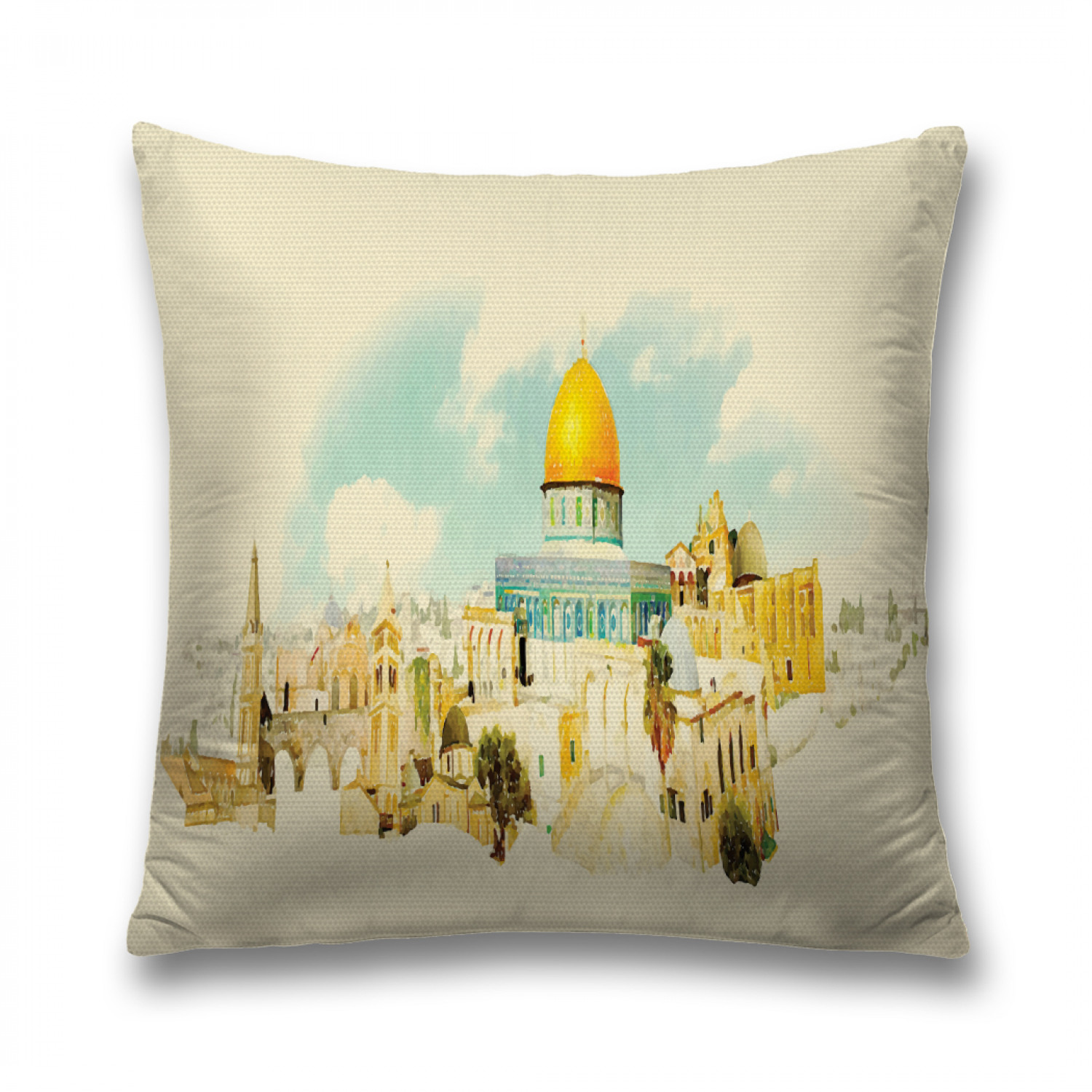 фото Наволочка декоративная joyarty "живописный иерусалим" на молнии, 45x45 см