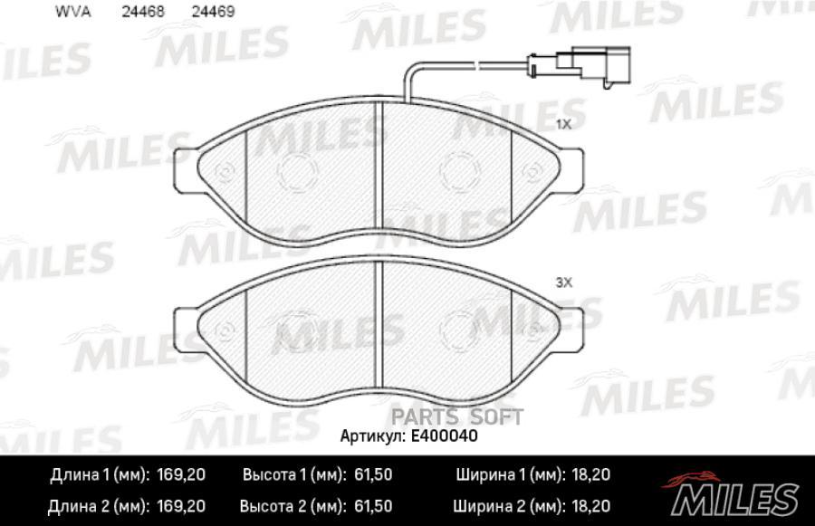 

Тормозные колодки Miles E400040