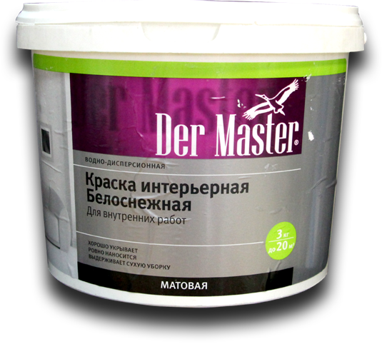 фото Краска интерьерная белоснежная der master 3 кг