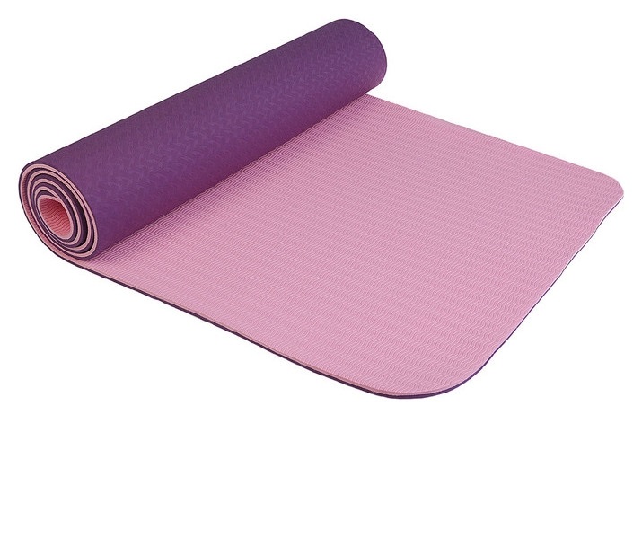 Коврик для йоги 183x61x0,8 см, двухцветный, цвет фиолетовый