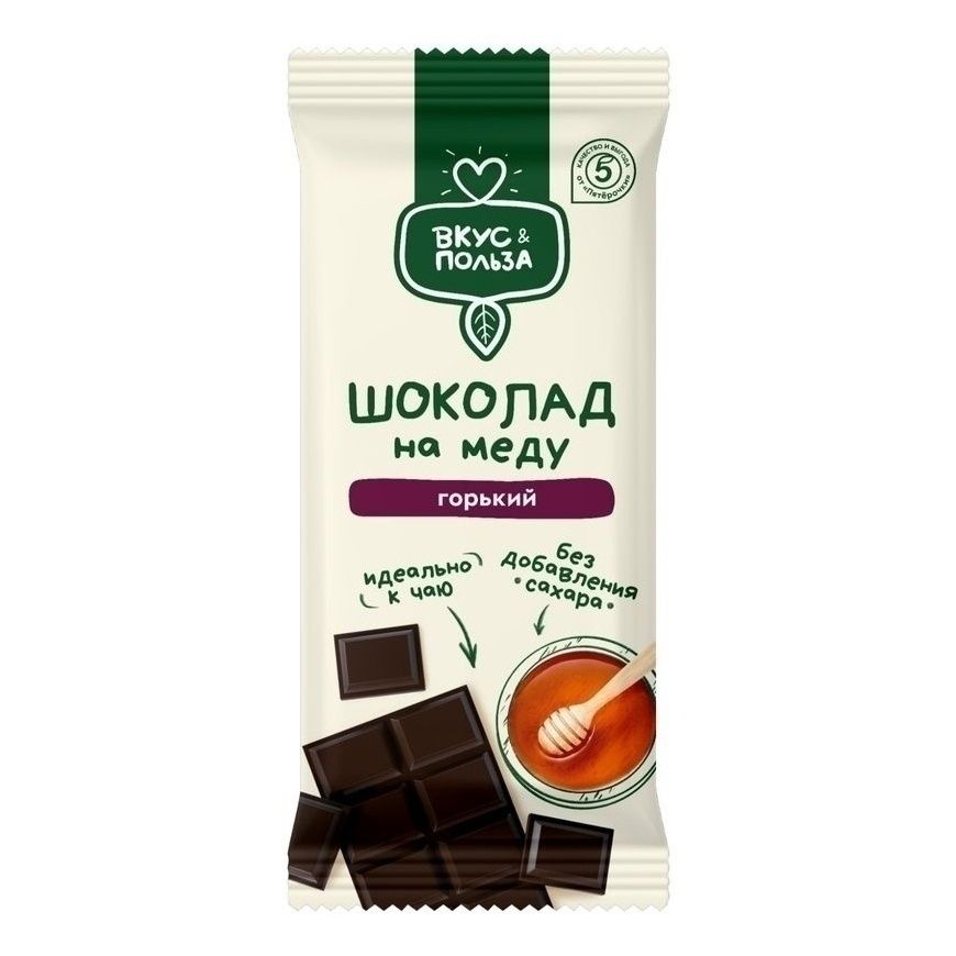 Шоколад Вкус и польза на меду горький 70 60 г 160₽