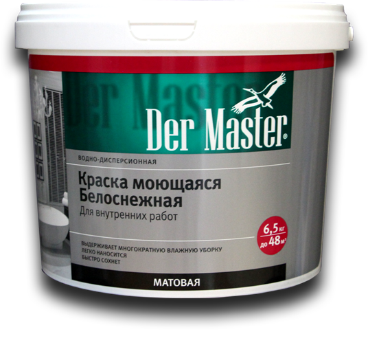 фото Краска интерьерная моющаяся белоснежная der master 6,5 кг