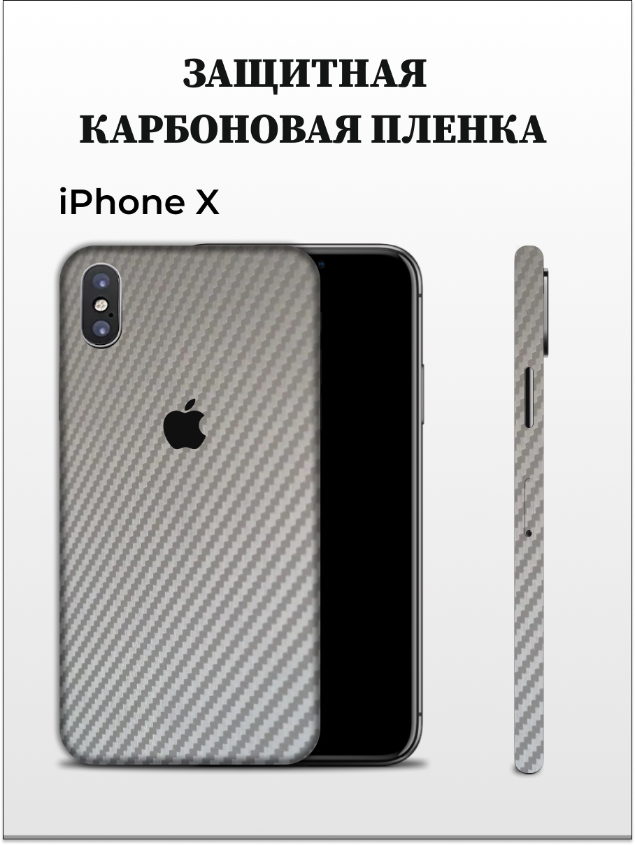 Защитная пленка carbon на корпус iPhone X EASYSKINZ (серый металлик)