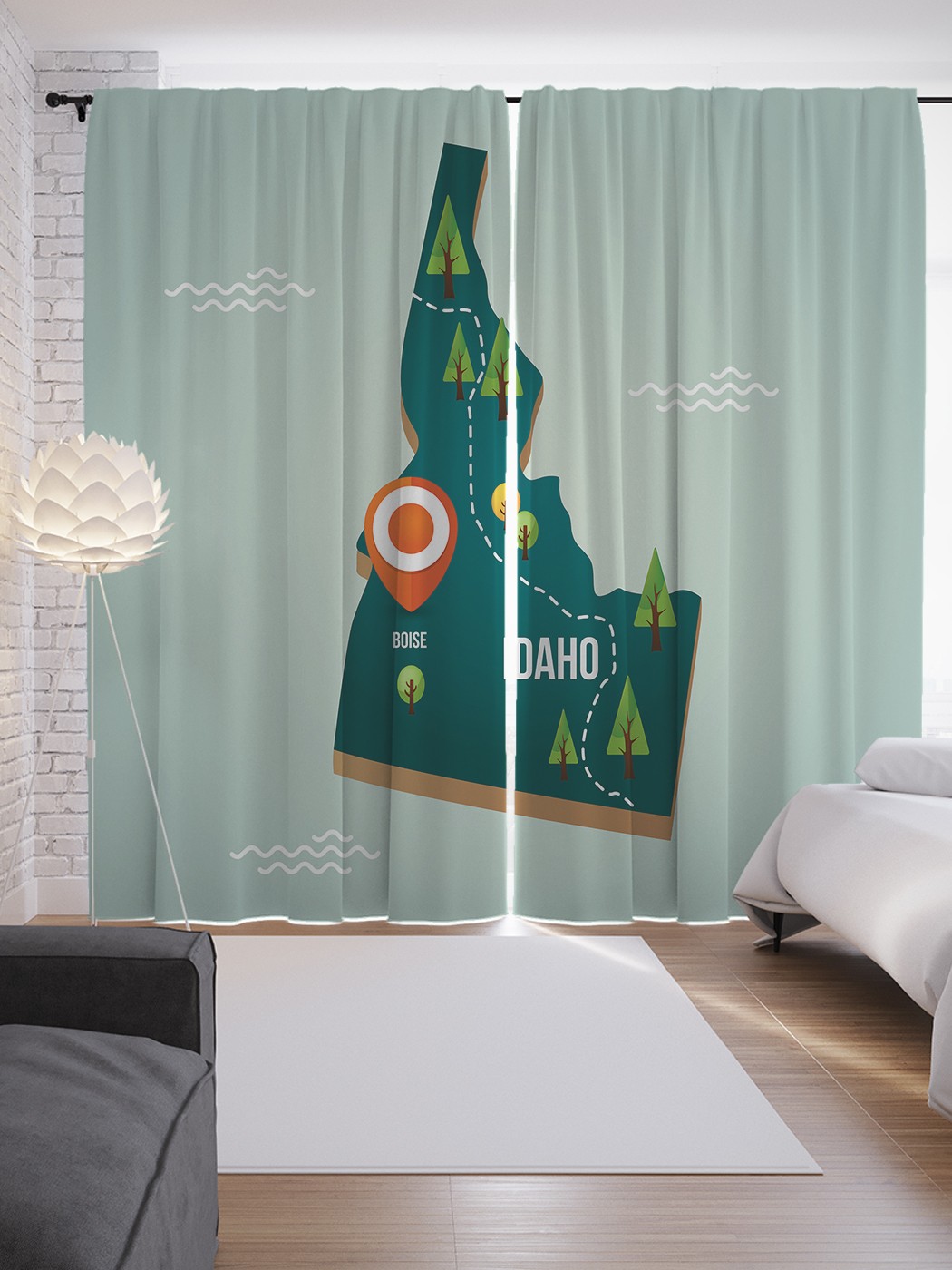 

Шторы JoyArty с фотопечатью "Векторная карта Айдахо" из сатена, 290х265 см, Векторная карта Айдахо