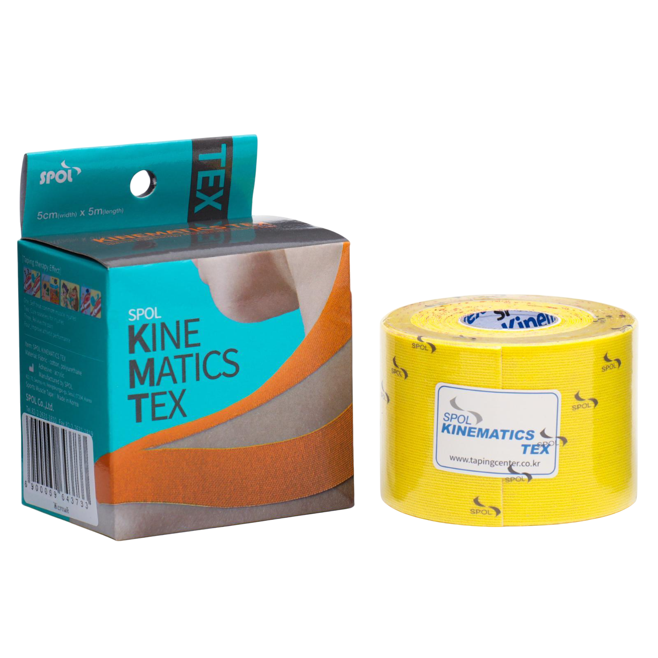 

Кинезио тейп Spol Tape корейский, 5 см x 5 м, желтый, Tape