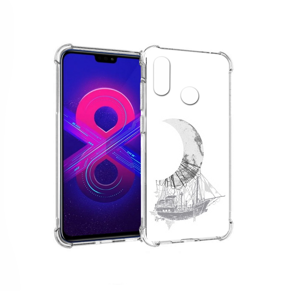 

Чехол MyPads Tocco для Honor 8X Max черно белый корабль полумесяц (PT118941.31.684), Прозрачный, Tocco