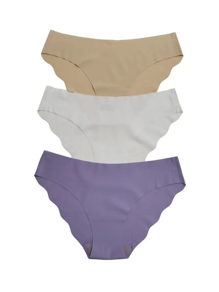 Комплект трусов женский S.Kaifei T959211 бежевый; белый; фиолетовый 48 RU, 3 шт.