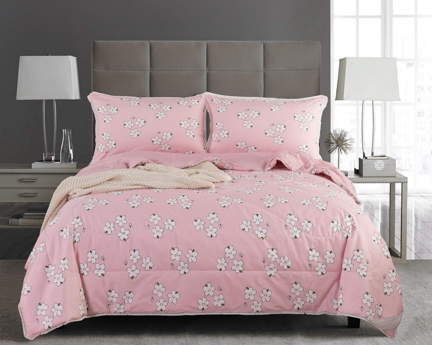 фото Постельное белье sofi de marko с одеялом люсиль цвет: розовый 2 сп. евро)