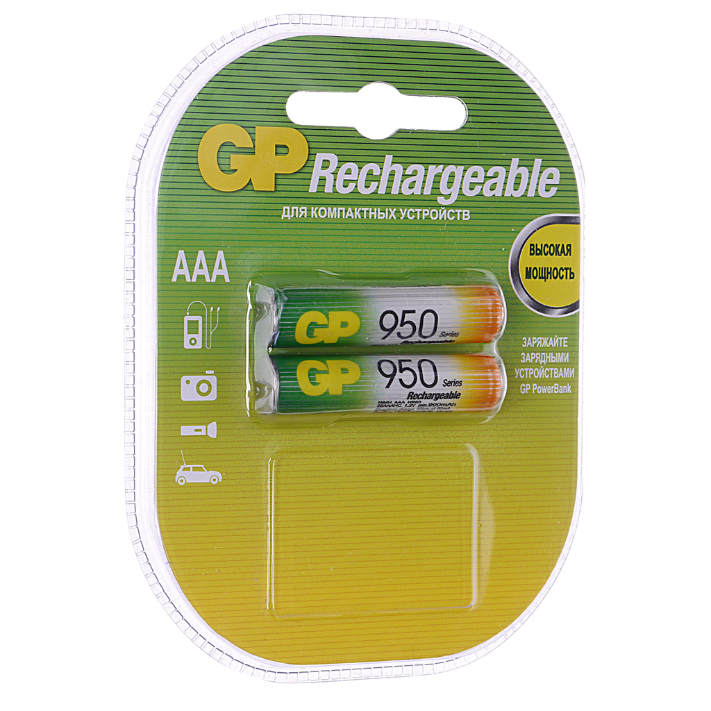 

Батарейка AAA HR03 1.2V аккумулятор Ni-MH 950mAh блистер (по 1шт.) GP GP-95AAАKC