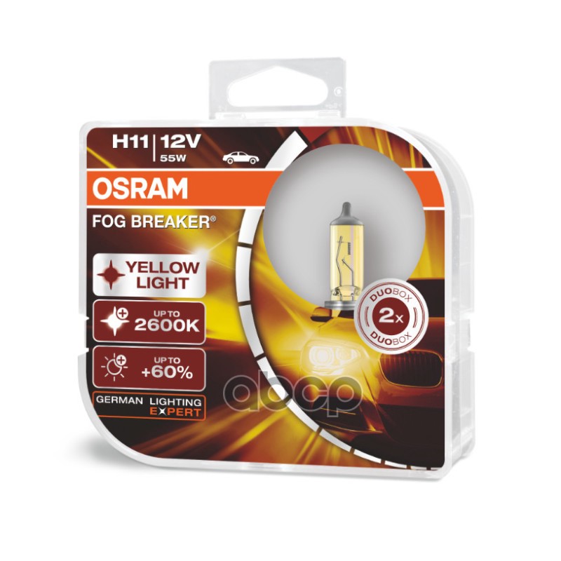 

OSRAM. Лампы галогенные 62211FBRHCB H11 12V 55W РGJ19-2 FOG BREAKER Duo Box