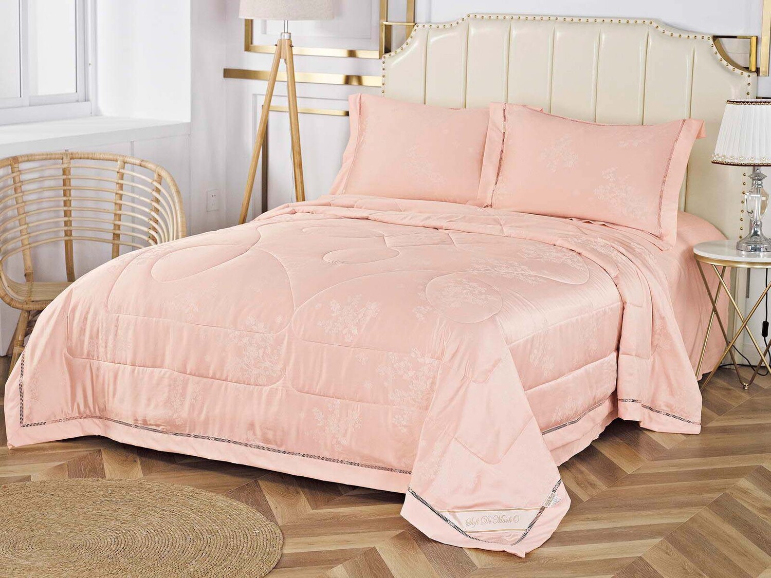 фото Постельное белье sofi de marko с одеялом кармен цвет: пудровый семейное 2 одеяла