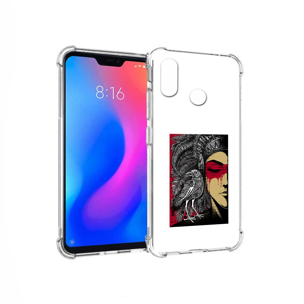 Чехол MyPads Tocco для Xiaomi Redmi 6 Pro девушка с вороном в абстракции