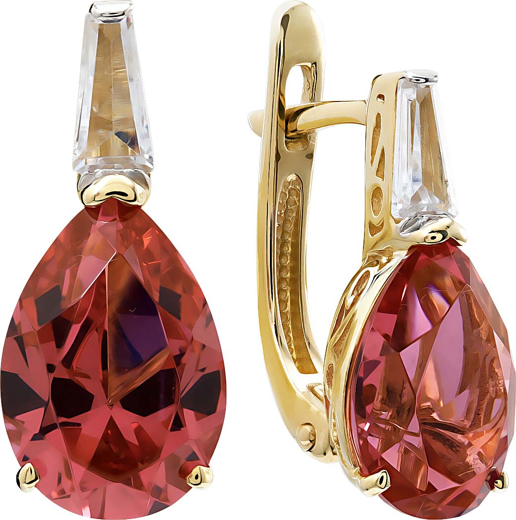 Серьги из желтого золота Гранат 1.20.15.4700.00-4940, ситалл\\фианит