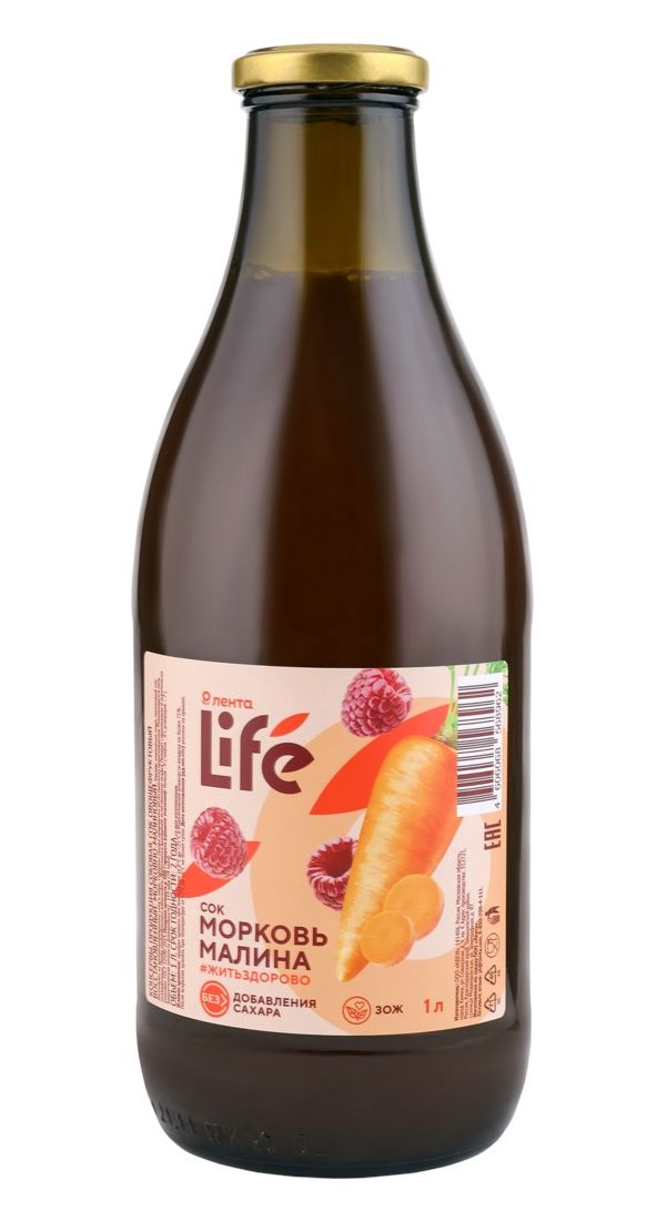 Сок Лента Life морковь-малина 1 л