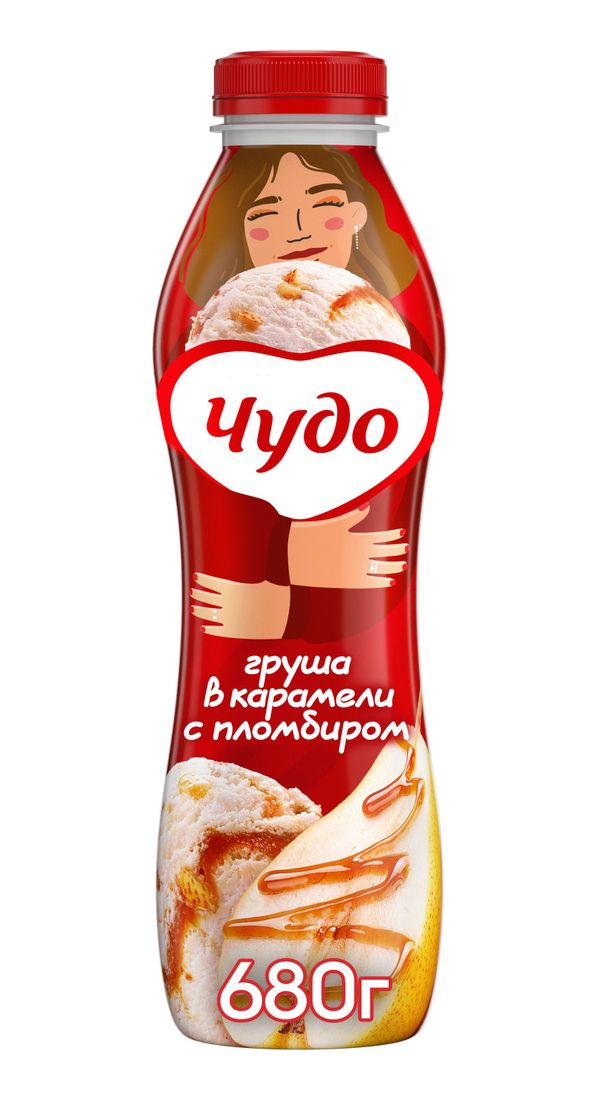 Йогурт питьевой Чудо груша-карамель-пломбир 1,9% 680 мл