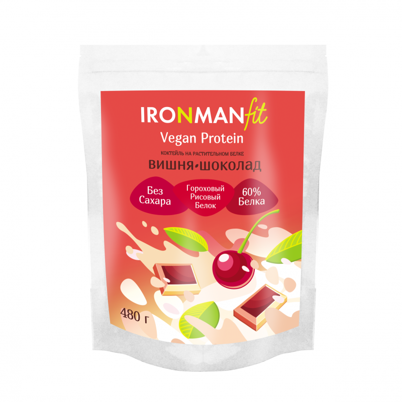 фото Протеин ironman vegan protein, 480 г, вишня-шоколад