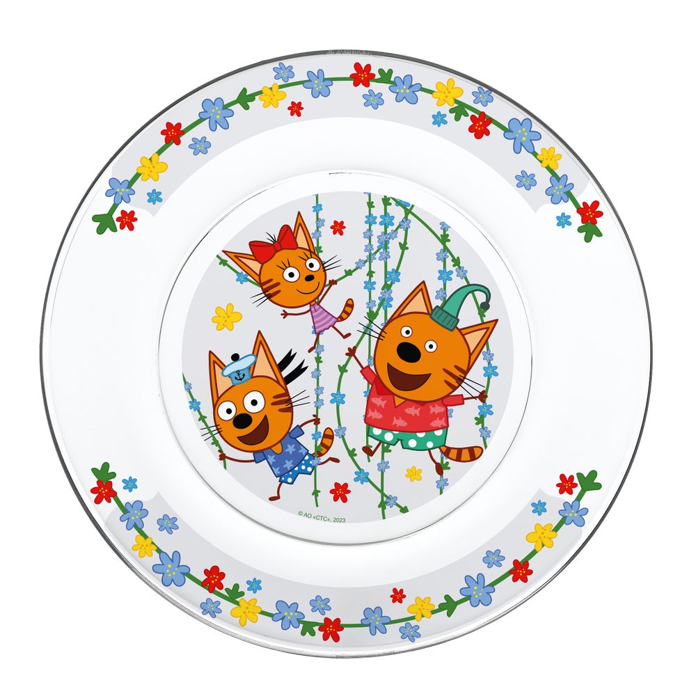 Тарелка ND Play Три кота, Цветы, 19,5 см, стекло тарелка десертная стекло 19 см круглая аметист pasabahce 10377slbd7