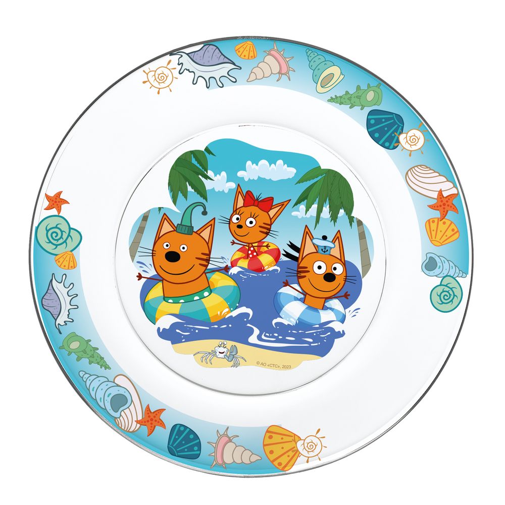 Тарелка ND Play Три кота, Море приключений, 19,5 см, стекло тарелка суповая стекло 18 см круглая идиллия лондон топаз luminarc q1314 синяя