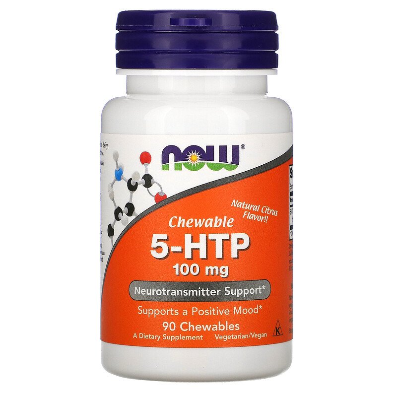 Купить Антиоксидант NOW 5-HTP 5-гидрокситриптофан 100мг жевательные леденцы 90 шт.