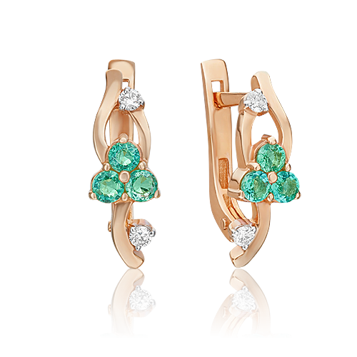 

Серьги из красного золота PLATINA jewelry 02-0351-00, бриллиант/изумруд, 02-0351-00